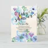Moderne Waterverf bloemen Baby shower Uitnodiging (Staand voorkant)