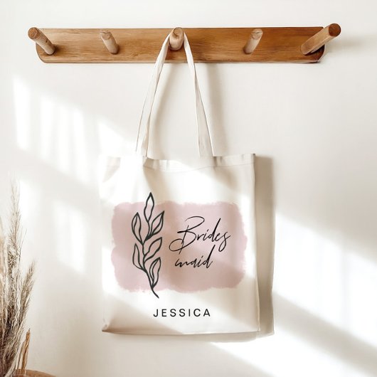 Moderne Waterverf Bloemen Blush Bruidsmeisje Canva Tote Bag