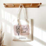 Moderne Waterverf Bloemen Blush Bruidsmeisje Canva Tote Bag<br><div class="desc">Moderne waterverf met een penseelstreek en eenvoudige geschetste bloemstukken gecombineerd met een elegant handgeschreven script "bruidsmeisje" voor een perfect huwelijksgunst cadeau. Monogram is in sans serif lettertype en is gemakkelijk gepersonaliseerd.</div>