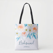 Moderne Waterverf Bloemen Bruiloft Bruidsmeisje Tote Bag (Voorkant)