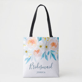 Moderne Waterverf Bloemen Bruiloft Bruidsmeisje Tote Bag
