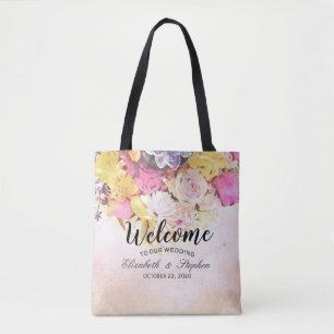 Moderne Waterverf bloemen bruiloft Welkomstcadeau Tote Bag