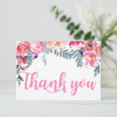 Moderne Waterverf Bloemen Dank u Bedankkaart (Staand voorkant)