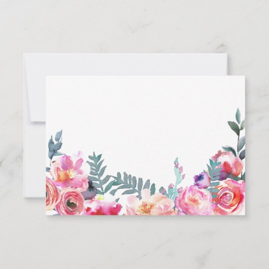 Moderne Waterverf Bloemen Dank u Bedankkaart (Achterkant)