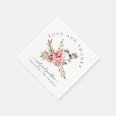 Moderne Waterverf Bloemen Dank u Namen Bruiloft Servet (Hoek)