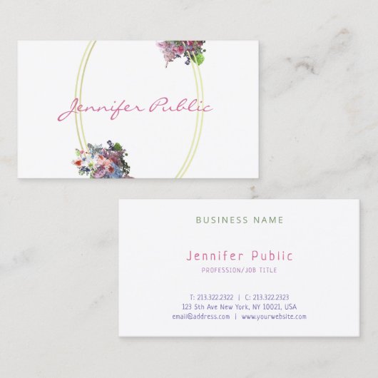 Moderne Waterverf bloemen elegante Sjabloon van he Visitekaartje (Voorkant / Achterkant)