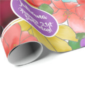 Moderne Waterverf Bloemen Gelukkige 21e Verjaardag Cadeaupapier (Rol Hoek)