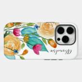 Moderne Waterverf bloemen, gepersonaliseerd Case-Mate iPhone Case (Achterkant (horizontaal))