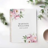 Moderne Waterverf Bloemen gepersonaliseerde naam Planner