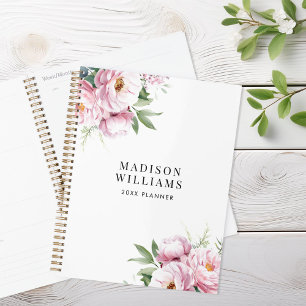 Moderne Waterverf Bloemen gepersonaliseerde naam Planner