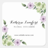 Moderne Waterverf Bloemen Gepersonaliseerde Sticke Vierkante Sticker (Voorkant)