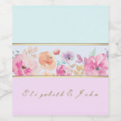 Moderne Waterverf bloemen, gestreept - gepersonali Wijn Etiket (Enkel label)