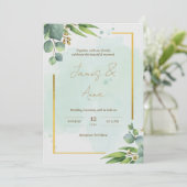 Moderne Waterverf Bloemen Groen & Gouden Bruiloft Kaart (Staand voorkant)