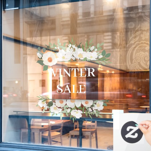Moderne Waterverf Bloemen Groen Winter Sale Raamsticker (Cafe Raam)