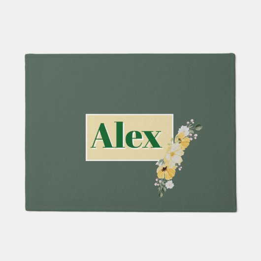 Moderne waterverf bloemen & groene achtergrond deurmat (Voorkant)