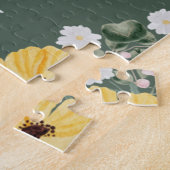 Moderne waterverf bloemen & groene achtergrond legpuzzel (Zijkant)