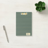 Moderne waterverf bloemen & groene achtergrond post-it® notes (Kantoor)
