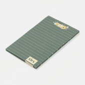 Moderne waterverf bloemen & groene achtergrond post-it® notes (Schuin)