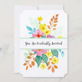 Moderne waterverf bloemen in felle kleuren kaart