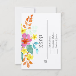 Moderne waterverf bloemen in levendige kleuren bedankkaart