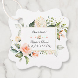 Moderne Waterverf bloemen Living Coral Wedding Bedankjes Labels