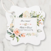Moderne Waterverf bloemen Living Coral Wedding Bedankjes Labels (Voorkant)