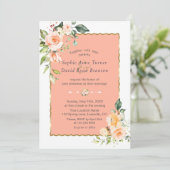 Moderne Waterverf bloemen Living Coral Wedding Kaart (Staand voorkant)