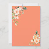 Moderne Waterverf bloemen Living Coral Wedding Kaart (Achterkant)