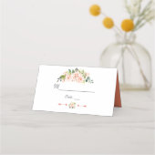 Moderne Waterverf bloemen Living Coral Wedding Plaatskaartje (Voorkant)