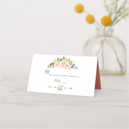 Moderne Waterverf bloemen Living Coral Wedding Plaatskaartje