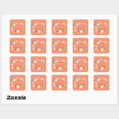 Moderne Waterverf bloemen Living Coral Wedding Vierkante Sticker (Vel)