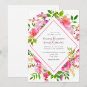 Moderne Waterverf Bloemen Luchtige bruiloft Kaart (Voorkant / Achterkant)