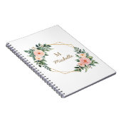 Moderne Waterverf bloemen Monogram Script Naam Notitieboek (Rechterzijde)