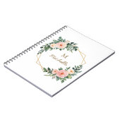 Moderne Waterverf bloemen Monogram Script Naam Notitieboek (Linkerzijde)