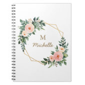 Moderne Waterverf bloemen Monogram Script Naam Notitieboek (Voorkant)