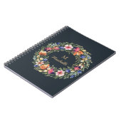 Moderne Waterverf bloemen Monogram Script Naam Notitieboek (Linkerzijde)