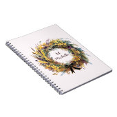 Moderne Waterverf bloemen Monogram Script Naam Notitieboek (Rechterzijde)