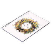Moderne Waterverf bloemen Monogram Script Naam Notitieboek (Linkerzijde)