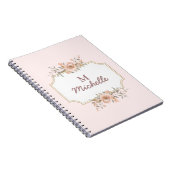 Moderne Waterverf bloemen Monogram Script Naam Notitieboek (Rechterzijde)