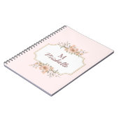 Moderne Waterverf bloemen Monogram Script Naam Notitieboek (Linkerzijde)