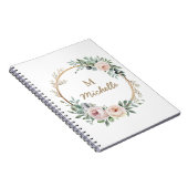Moderne Waterverf bloemen Monogram Script Naam Notitieboek (Rechterzijde)