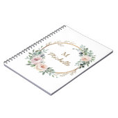 Moderne Waterverf bloemen Monogram Script Naam Notitieboek (Linkerzijde)