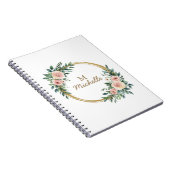 Moderne Waterverf bloemen Monogram Script Naam Notitieboek (Rechterzijde)