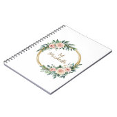 Moderne Waterverf bloemen Monogram Script Naam Notitieboek (Linkerzijde)