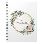 Moderne Waterverf bloemen Monogram Script Naam Notitieboek (Voorkant)