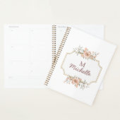 Moderne Waterverf bloemen Monogram Script Naam Planner (Display)