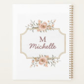 Moderne Waterverf bloemen Monogram Script Naam Planner (Achterkant)