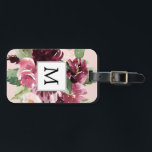 Moderne Waterverf bloemen monogrammen Bagagelabel<br><div class="desc">Moderne Waterverf bloemen monogrammen</div>