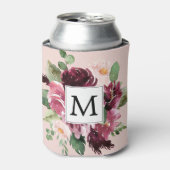 Moderne Waterverf bloemen monogrammen Blikjeskoeler (Blikje Voorkant)
