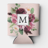 Moderne Waterverf bloemen monogrammen Blikjeskoeler (Voorkant)